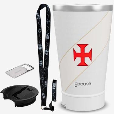 Imagem de KIT Copo Térmico GOCASE Vibe 470ml do VASCO com tampa e abridor e tira