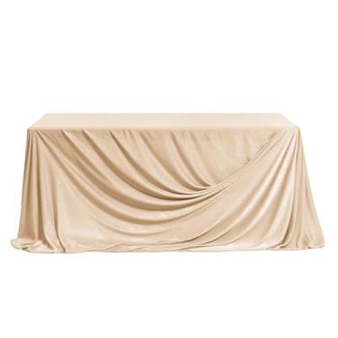 Imagem de Ling's moment Toalha de mesa dourada de 2,5 m x 28 m para mesa de coração retangular de recepção de 1,2 m de comprimento, branco brilhante