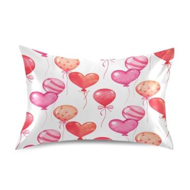 Imagem de SEHANY Capas de almofada de seda para cabelo e pele para o Dia dos Namorados, capas de almofada de cetim respiráveis macias e refrescantes com fecho de envelope, tamanho king (50,8 x 101,6 cm)