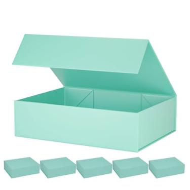 Imagem de Caixa de presente verde 26x19x8cm com tampa de fecho magnético Pacote com 6 caixas de presente para presentes, para aniversário, Natal, pedido de casamento, casamento, Dia das Mães
