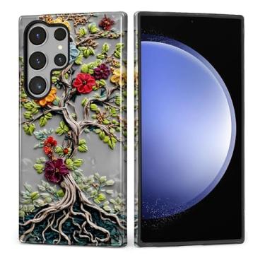 Imagem de ZHEGAILIAN Capa para Samsung Galaxy S23 Ultra, capa rígida à prova de choque + silicone macio 2 em 1, híbrido, à prova de choque, proteção contra quedas, árvore da vida