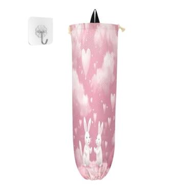 Imagem de Wassud Coelhos e balões 1 pacote de suporte de saco de plástico, suporte de parede para saco de mercearia, armazenamento de cozinha para decoração de despensa de cozinha em casa