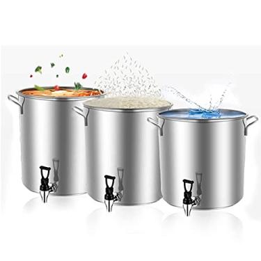 Imagem de Panela de sopa com torneira - panela de sopa de aço inoxidável - panela grande com tampa, balde de sopa espesso de grande capacidade, balde de chá de ervas para restaurante, balde de leite, balde de