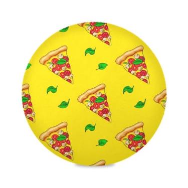 Imagem de Wassud Jogo americano delicioso tapete de mesa redondo de pizza para cozinha e jantar tapetes laváveis resistentes ao calor decoração de mesa 39 cm
