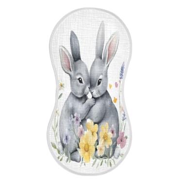 Imagem de xigua Conjunto de 2 panos de musselina cinza aquarela para arrotar coelhos, panos super macios e absorventes, roupas de arroto de algodão, presente de chá para recém-nascidos, bebês meninas e meninos