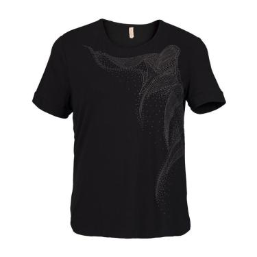 Imagem de Blusa Feminina Cativa Plus Size Estampa com Relevo Preto-Feminino