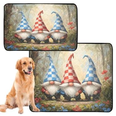 Imagem de CEBUGI Almofadas de xixi laváveis para cães, pacote com 2, almofadas impermeáveis para filhotes de cachorro, antiderrapante, à prova de vazamento, para cama de cercadinho, gnomos fofos