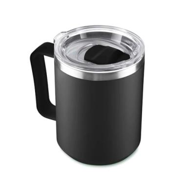 Imagem de Caneca Térmica Premium para Café, Aço Inox 304, Parede Dupla, Tampa Transparente, Preto, 450ml, 11,5 x 8,5 cm