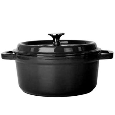 Imagem de Panela Redonda Caçarola Ferro Fundido Esmaltada panela ferro fundido esmaltada(PRETO | 22CM)