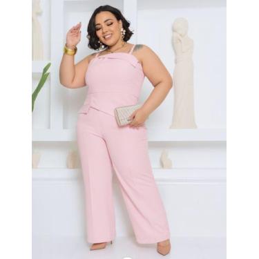 Imagem de Conjunto Pantalona e blusa assimetrica Elegante Feminino Tecido Luis T