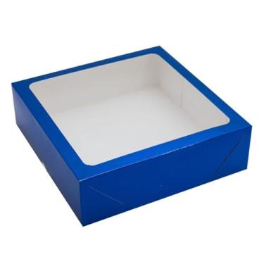 Imagem de Caixa de Papel Com Visor Embalagem Presente 20x20x6 Com 10un Azul