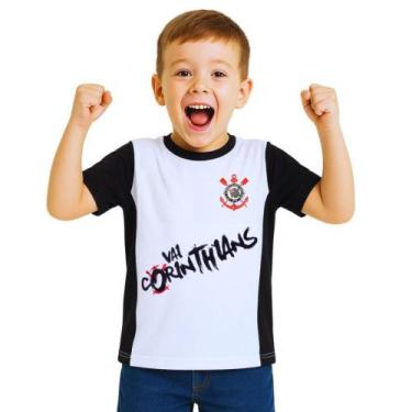 Imagem de Camiseta Infantil Vai Corinthians Oficial - Revedor, Branco, Preto, Ta