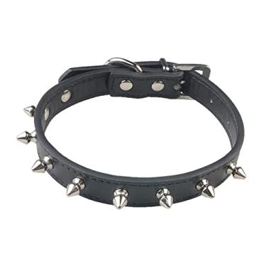 Imagem de Coleira Ajustável para Cães com Rebite Anti-Mordida de Linha Única Unhas Redondas e Corrente PU Gatos Filhotes Couro Premium Macia Confortável Fácil Colocar Tirar Pulseira Pets Choker