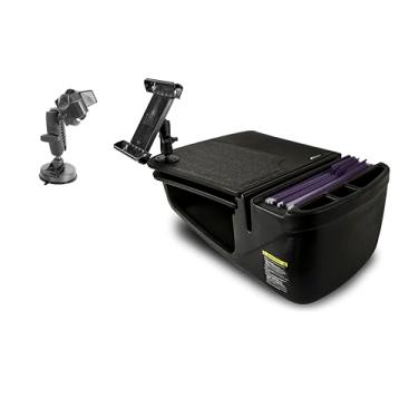 Imagem de AutoExec Mesa de carro GripMaster para sua estação de trabalho de veículo e escritório móvel, preta, com suporte para tablet e suporte de sucção para telefone
