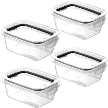 Imagem de Kit 4 Potes Ware 550ml p/ Alimentos não vaza Micro-ondas e Congelador 