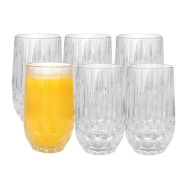 Imagem de Jogo 6 Copo Alto De Vidro Para água Suco Transparente Galway 350ml Wolff