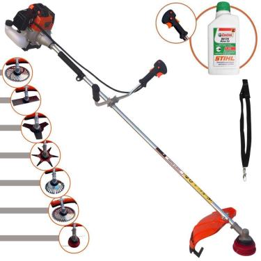 Imagem de Roçadeira Completa Import Way IWRGM2T5X163 À Gasolina 63cc 3HP Alta Rotação Ideal Para Todos os Tipos de Trabalhos Com 7 Opções de Cortes + Óleo Stihl