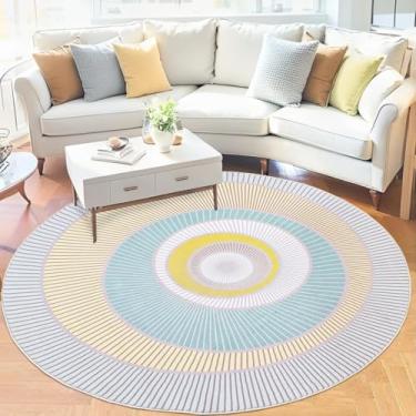 Imagem de Lacomfy Tapete moderno – Tapete redondo de 1,8 m, tapete abstrato contemporâneo de círculo grande para quarto de crianças, meninos, meninas, tapete geométrico macio para sala de estar, sala de jogos