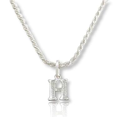 Imagem de Colar Cordão Baiano Prata Maciça 925 C/Pingente Letra (H)