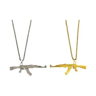 Imagem de Colar Choker De Metal Cristal AK47 Unissex Hiphop Rock, Joias Para Fes