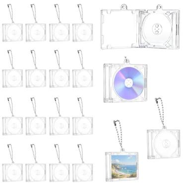 Imagem de KoMvzyl 20 peças de mini CD porta-chaves Álbum Capas de Plástico Cd Capa de DVD Transparente DVD Joia Chaveiro Música Em Branco Mini Suporte de Disco Compacto Pingente Personalizado para DIY Mochila