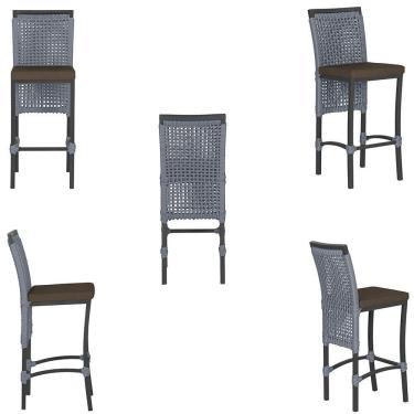 Imagem de 2 Banqueta Em Alumínio Roma Preta Corda Náutica Tecido 9 Prata