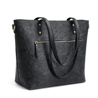 Imagem de S-ZONE Bolsa De Couro Feminina Grande Para Trabalho, Designer Com Alça Ajustável