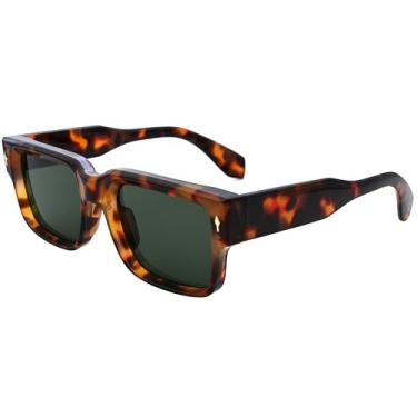 Imagem de Kursan Óculos de sol com armação quadrada para mulheres e homens modernos óculos de sol retangulares grossos com proteção UV400, Tartaruga/G15