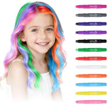 Imagem de MSDADA Canetas De Giz Para Cabelo - 12 Cores Tinta Temporária Lavável Crianças, Maquiagem Faça Você Mesmo, Festa Aniversário, Halloween, Presentes Natal, Brinquedos 6 A Anos