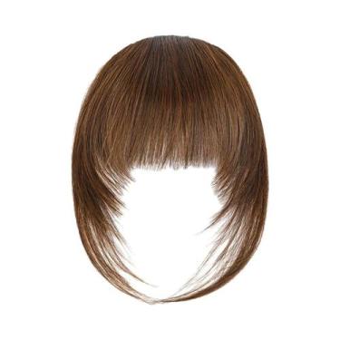 Imagem de Peruca De Franja Sintética Preta Natural Com Clipe, Resistente Ao Calo