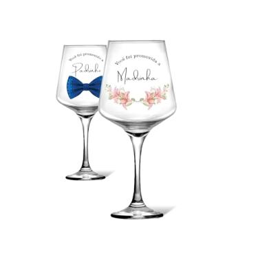 Imagem de 1 Taça De Vinho Agua 340ml Vidro Personalizada Padrinho Madrinha Convite Casamento Batizado Dindo e Dinda Presente Criativo Dos Noivos Resistente (Madrinha)