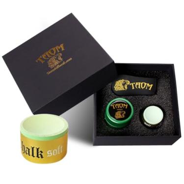 Imagem de YEUEK TAOM Suporte de giz de piscina em formato redondo prático acessórios de bilhar mini estojo magnético com ponta de giz recipiente caixa redonda de bilhar, ferramenta de ponta de taco modelador