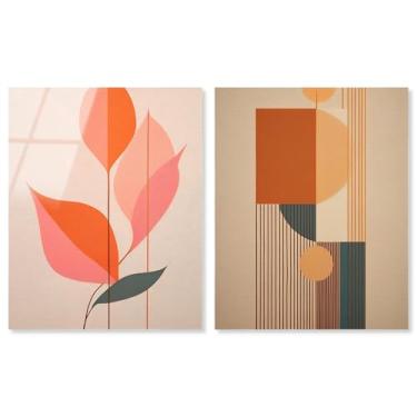 Imagem de Conjunto de 2 arte de parede para sala de estar com impressão acrílica moderna glamourosa e dourada da Art Remedy, pronto para pendurar, 40 x 50 cm