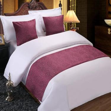 Imagem de HSTANGKY Lenço de cama de hotel qualidade moderna decoração de cama fácil de cuidar, lavável, colchas, proteção, quarto, sem desbotamento, toalha de cama para solteiro, Queen King, tamanho vermelho||