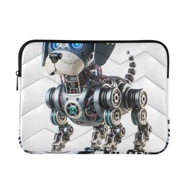 Imagem de Bolsa acolchoada para laptop estilo arte urbana, capa durável para computador de viagem, bolsa para laptop feminina de 13 a 14 polegadas, cachorro robô, tamanho único