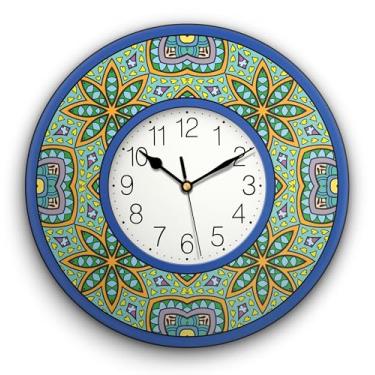 Imagem de IRI-GIRI Relógio de parede redondo de vidro acrílico com pintura moderna, silencioso, sem tique-taque, operado por bateria, quartzo, analógico decorativo para sala de estar, cozinha, escritório, 40,6