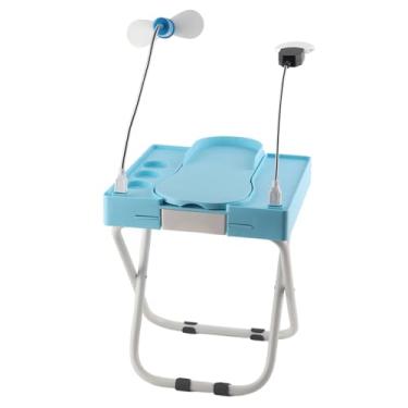 Imagem de Cryfokt Kit de Banco para Descanso de Pés de Pedicure Com Lupa de LED Com Ventilador para Secagem de Esmalte, Presente Ideal para Mulheres, Design Portátil