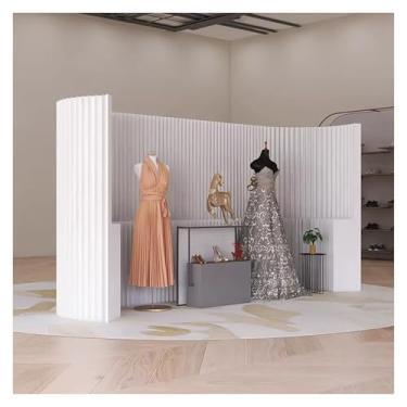 Imagem de Room divider Divisor de sala de papel kraft à prova d'água com rack de armazenamento, tela dobrável telescópica, para uso em banheiro e escritório(1.5x1.8M/4.9x5.9FT)