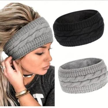 Imagem de 2 faixas de inverno femininas para aquecedores de ouvido, faixas quentes para mulheres, acessórios de inverno, faixa de cabeça para clima frio para mulheres