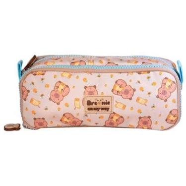 Imagem de Estojo Escolar Duplo Menina Bolsinha Porta Lapis Capivara-Feminino