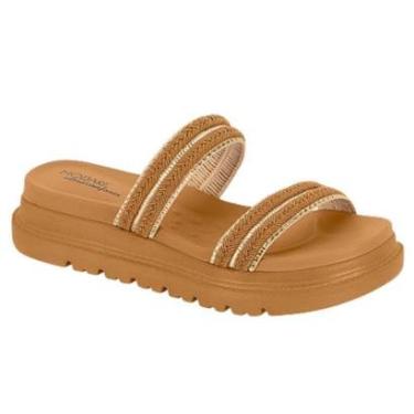 Imagem de Sandalia Papete Feminina Modare Ultra Conforto Moda Casual Tira Trança Ref: 7200.103 - Caramelo-Feminino