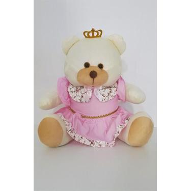 Imagem de Ursa De Pelúcia Princesa Realeza Grande 50 cm Rosa - PolyBaby