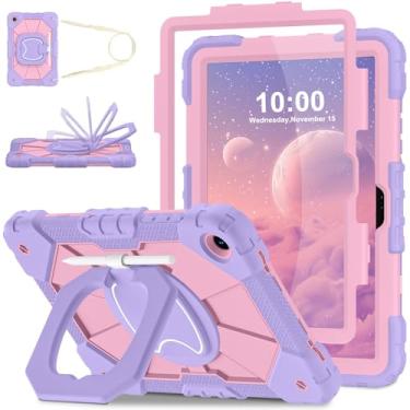 Imagem de WESOROL Capa para Samsung Galaxy Tab A11 Plus Galaxy Tab A9 Plus de 11 polegadas, capa à prova de choque para tablet Samsung A11+/A9+, capa com protetor de tela, suporte giratório 360 para lápis, rosa