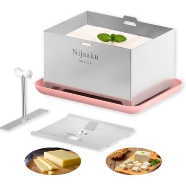 Imagem de Prensa de tofu de aço inoxidável para prensa de tofu e paneer - prensa de queijo para tofu caseiro, paneer, queijo vegano - Ferramenta de cozinha resistente e fácil de usar com pressão ajustável (pode