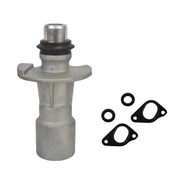 Imagem de VIESUP Conector de entrada do refrigerador de óleo do motor de alumínio atualizado (com duas juntas de bomba de água) Bomba de água - Tubo de resfriamento de óleo