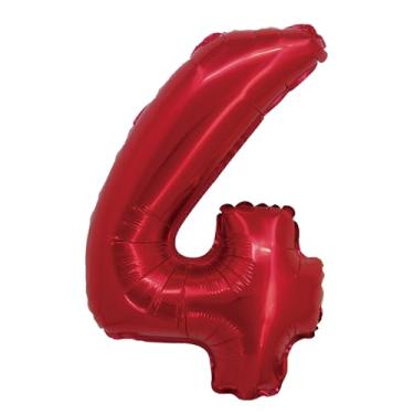 Imagem de BALAO METALIZADO C/CANUDO 16" VERMELHO NUMERO 4