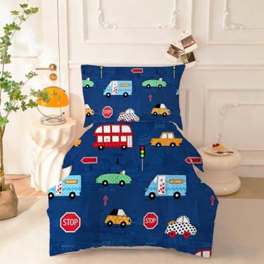 Imagem de SDIII Jogo de cama infantil de 4 peças, de microfibra macia, para meninos e meninas, com edredom, lençol de cima, fronha