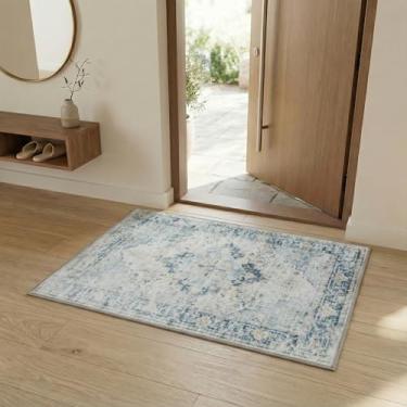 Imagem de Zanipex Tapetes de área de 20 x 25 cm para sala de estar, tapetes laváveis para quarto, 13 x 17 cm, entrada de corredores, cozinha, tapete boho interno, tapete bege para escritório (azul celeste macio