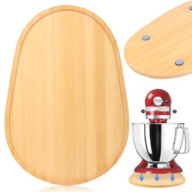 Imagem de Bambu Mixer Slider compatível com KitchenAid 5-7 QT Stand Mixer, 39.1 cm x 27.4 cm Oval Mixer Acessórios de bandeja móvel, tapete deslizante de armazenamento de bancada de cozinha, acessórios de