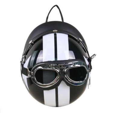 Imagem de Mochila Feminina Masculina Couro PU Personalidade Criativa Capacete Bolsa de Ombro Artesanal Moda Diagonal Grande Capacidade Bolsa Transversal, Alça Ajustável, D